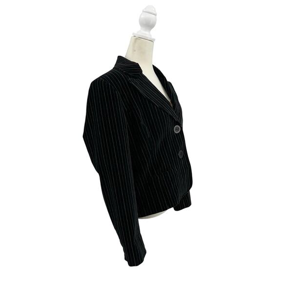 Caslon Blazer WMNS Two-Button Petite L Black/Pink/Yellow Striped Retro Coat Y2K - Picture 2 of 7